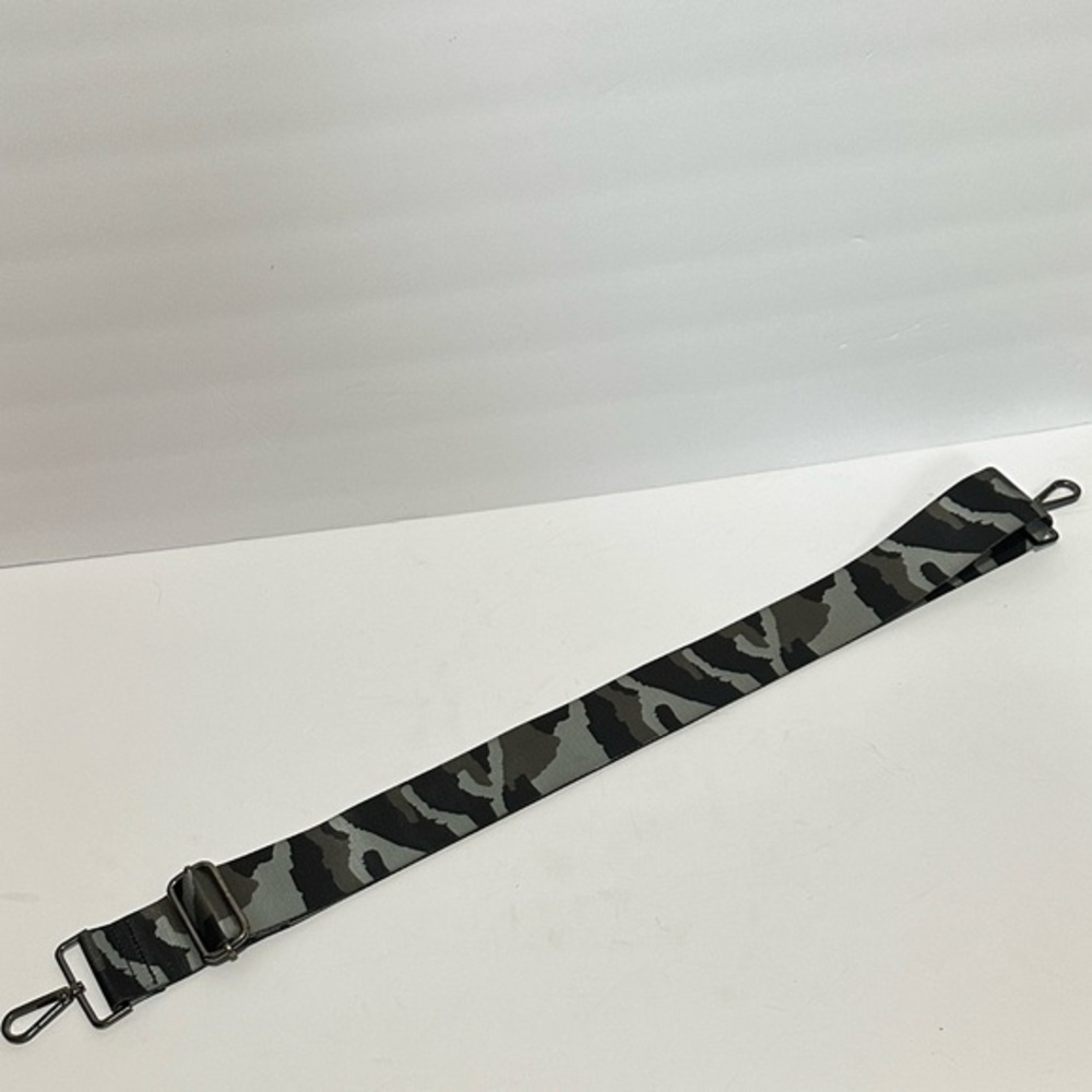 Ahdorned Crossbody strap black and grey camo print gunmetal-toned hardware. NWOT